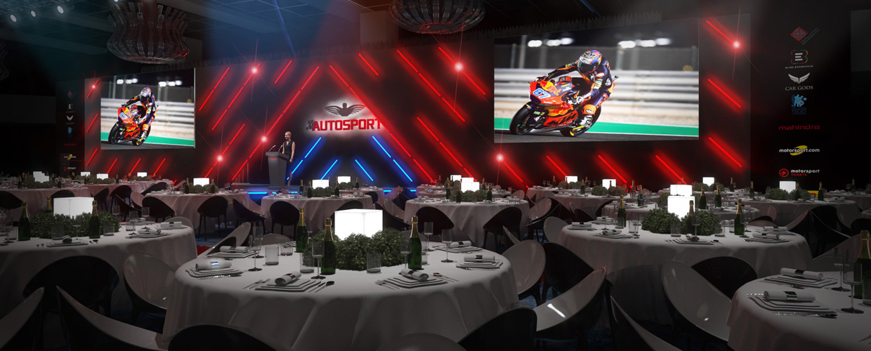 Sports hospitality and sports awards have been a huge part of my career. No I'm not an F1 driver! From creating the perfect hospitality space at a stadium to a gala dinner and awards show for motorsport such as this set design for the Autosport Awards Dinner. The design was simple but effective, utilising intelligent LED lighting and screens to transform the space for key moments throughout the evening.